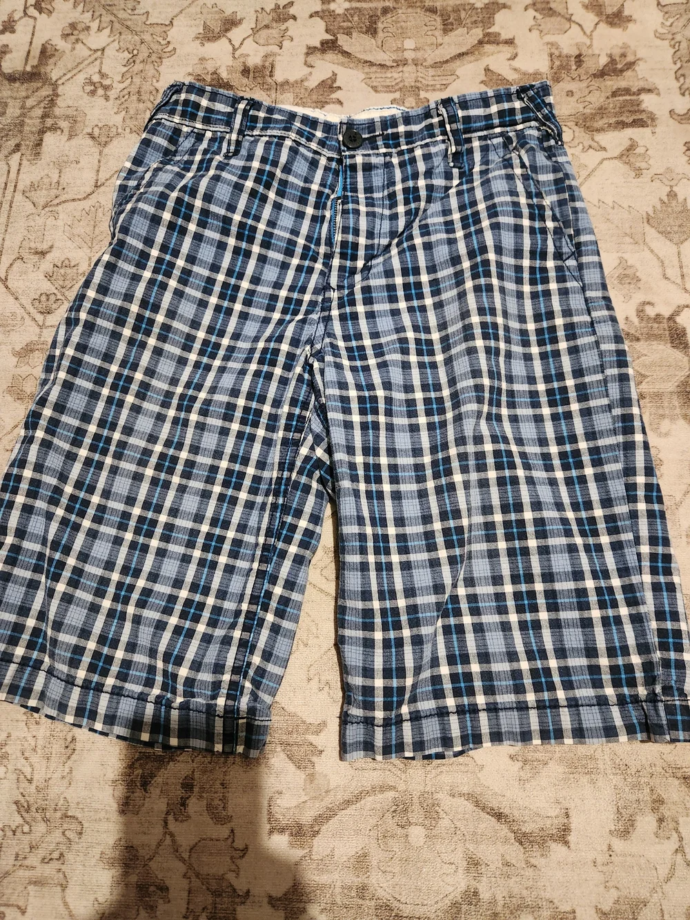 Old Navy Blue Plaid Cotton-Blend Boys' Shorts